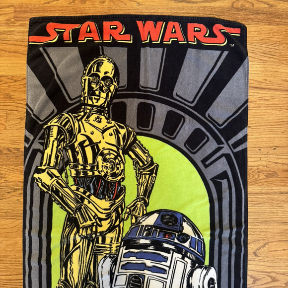 Vintage Star Wars Beach Towel 1996 George Lucas R2-D2 C-3PO Science Fiction 90's - Picture 4 of 10